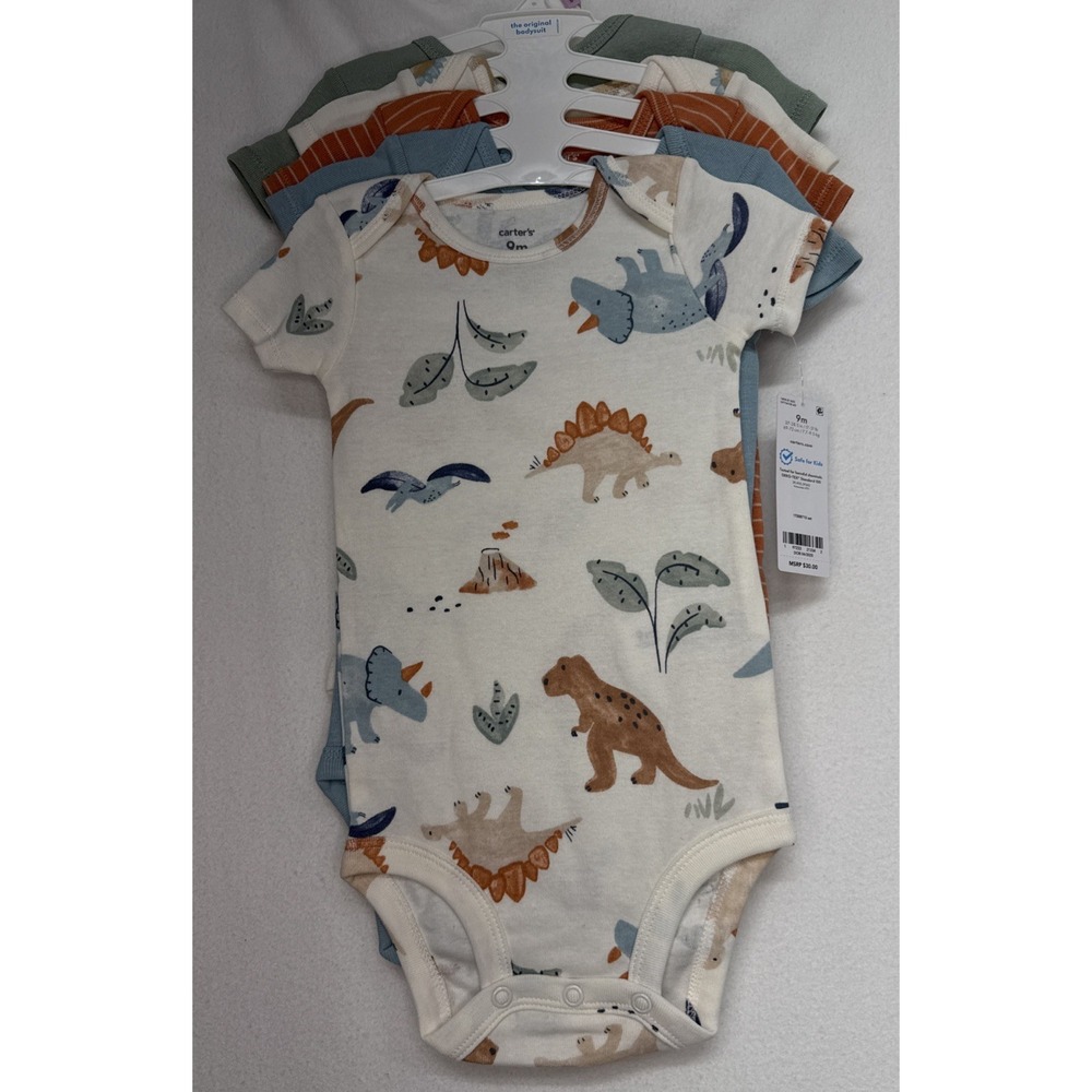Carter's 5 Pack Short Sleeve Bodysuits Snap Closure 12 months 5 Colors w/Hanger